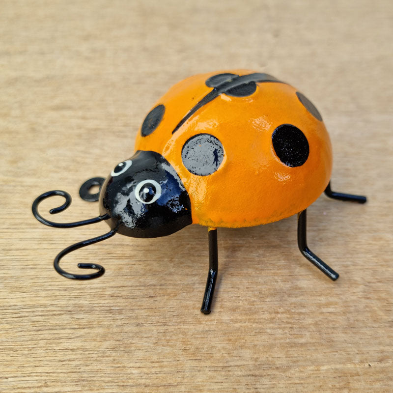 Ladybug Metal Garden Ornament - Orange Small