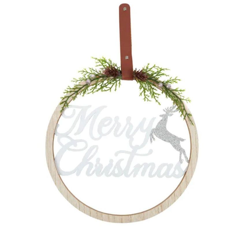 Merry Christmas Hanging Wreath 30cm