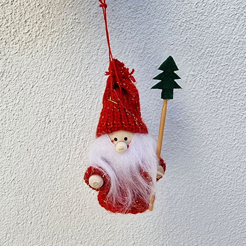 Hanging Mini Gnome Christmas Ornament - Red