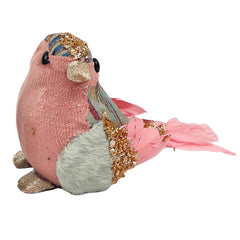 Patchwork Sitting Bird Christmas Ornament - Pink