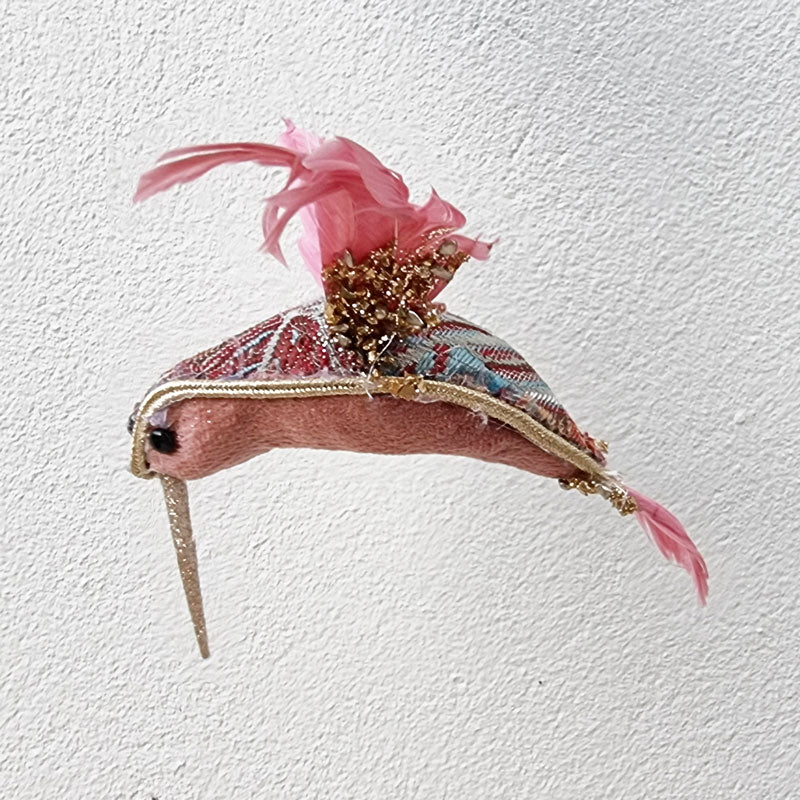 Hanging Hummingbird Paisley Christmas Ornament - Pink