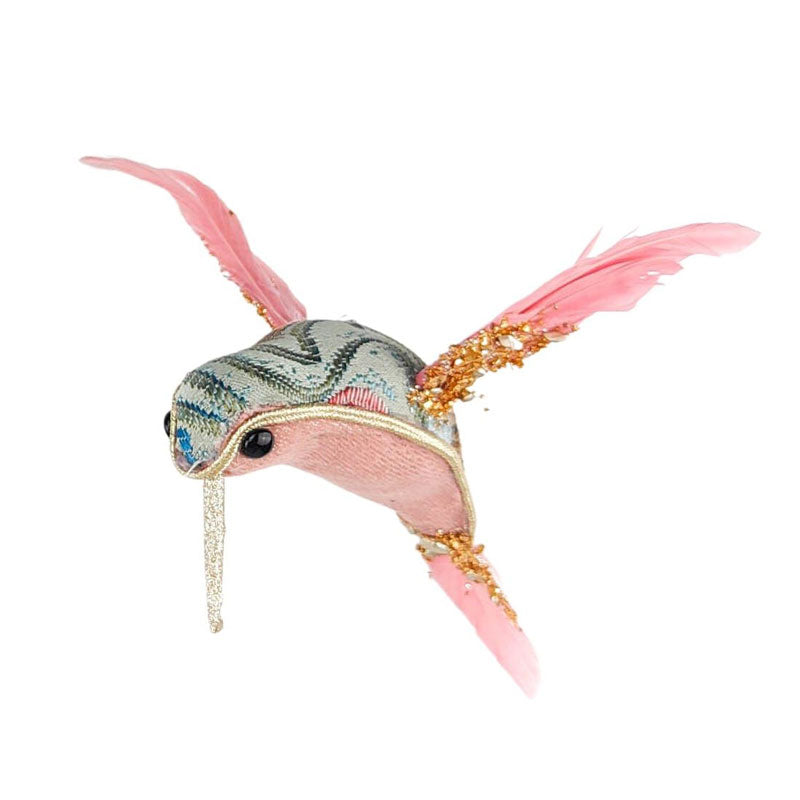 Hanging Hummingbird Paisley Christmas Ornament - Pink