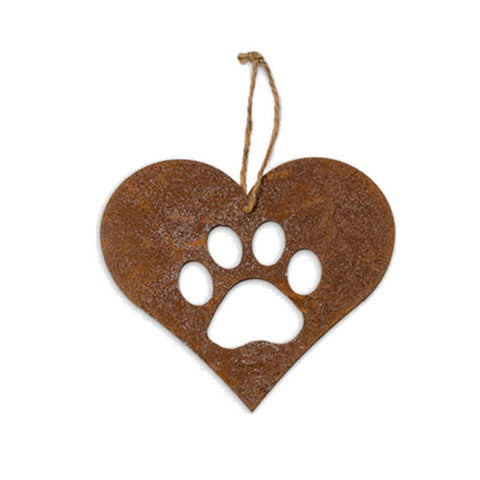 Pet Paw Print Heart Hanging Ornament