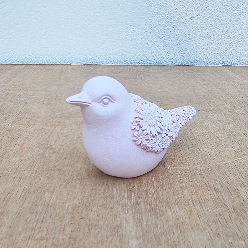 Bird Figurine Daisy Floral Design - Pink Small