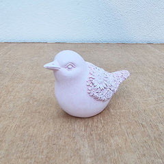Bird Figurine Daisy Floral Design - Pink Small