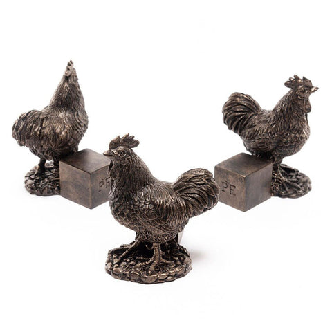 Potty Feet Antique Bronze Chickens - Set of 3