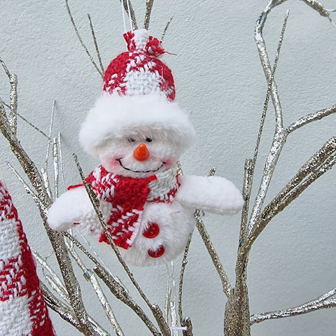 Hanging Fleecy Snowman Christmas Ornament
