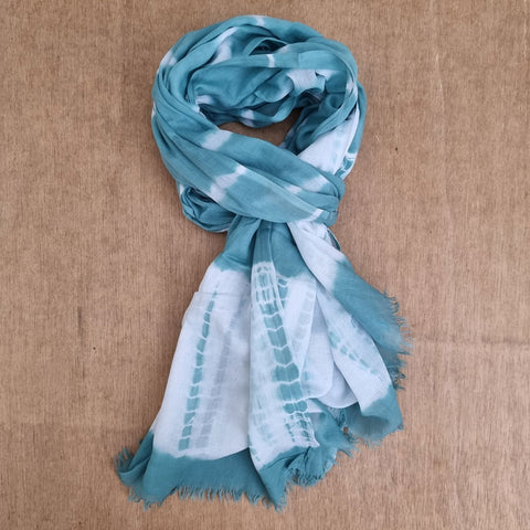 Soft Turquoise Tie Dye Scarf 100% Cotton