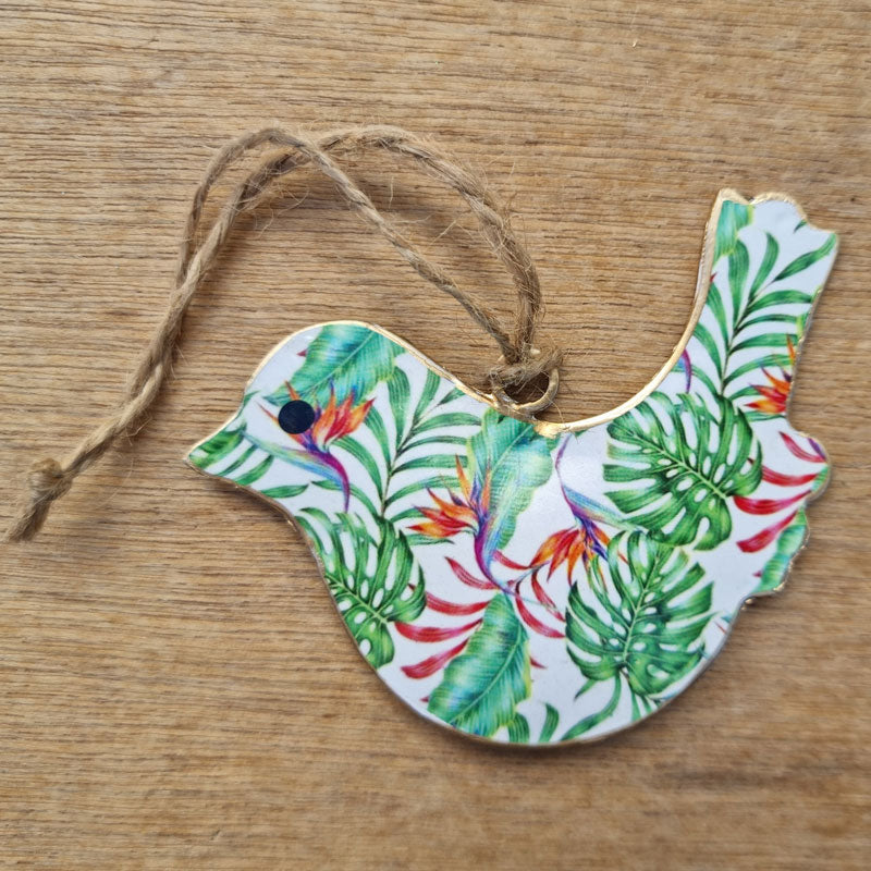 Tropical Leaves Metal Bird Ornament