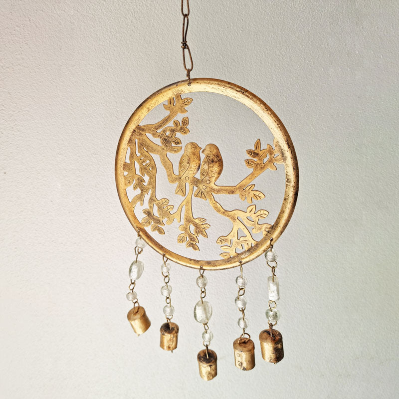 Birds In Tree Of Life Hanging Windchime With Bells