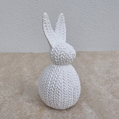 Weave Look White Bunny Figurine - Large