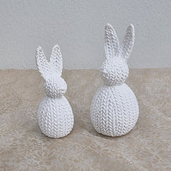 Weave Look White Bunny Figurine - Small