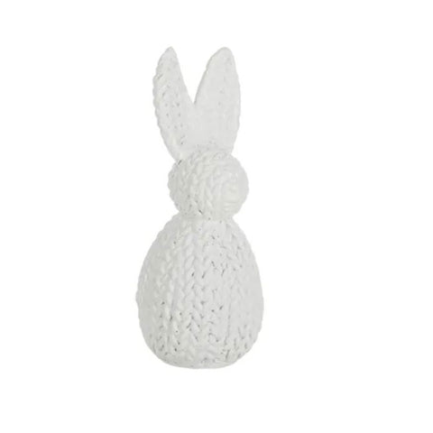Weave Look White Bunny Figurine - Small