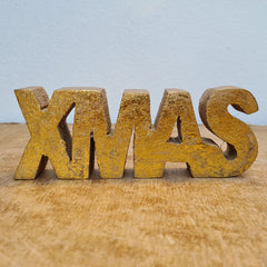 Xmas Wooden Word Sign - Gold