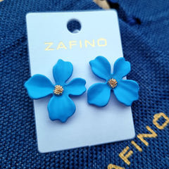 Orchid Stud Earrings By Zafino - Aqua